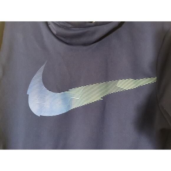 Mens Nike Dri Fit Navy Blue Hooded Sweatshirt Size Medium Multi Color Swoosh - Picture 2 of 5